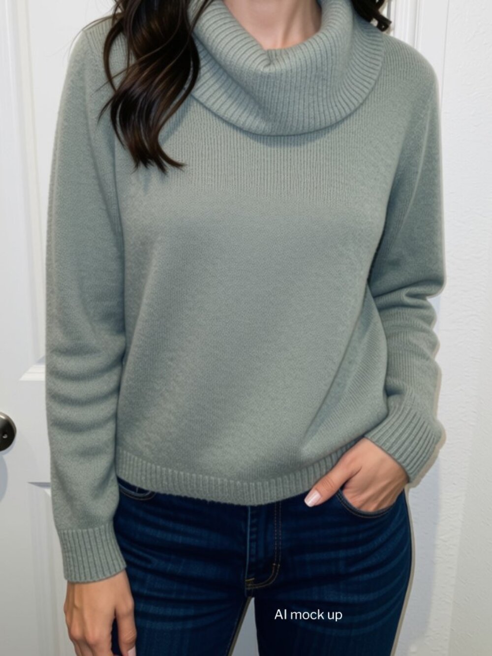 Rachel Zoe Sage Green Cowl Neck Sweater Size M